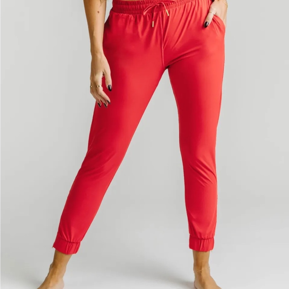 Red Everywhere Zipper Joggers